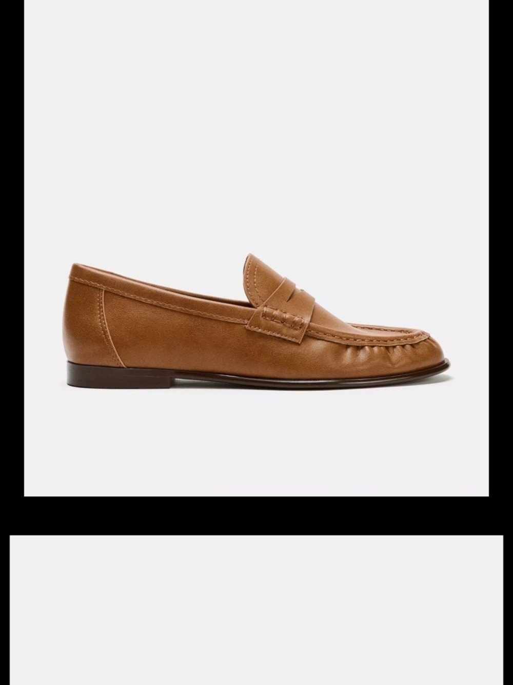 Zara Tan Leather Penny Moccasins